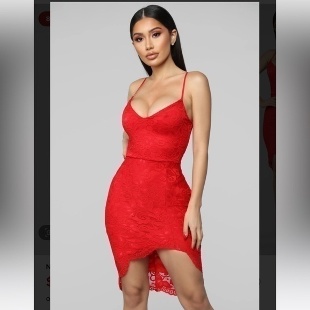 FASHION NOVA Nights of romance red lace mini dress size medium